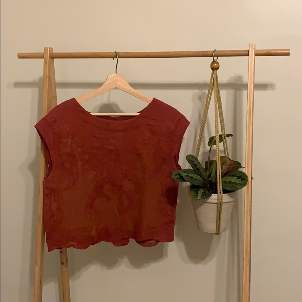 FP mesh embroidered cropped top